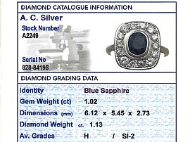 vintage sapphire cluster ring for sale grading card