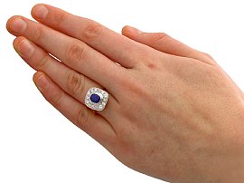vintage sapphire cluster ring for sale wearing