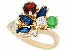 0.87 ct Multi-Gemstone and 0.28 ct  Diamond, 18 ct Yellow Gold Ring - Antique and Vintage