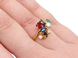 Multi Gemstone Gold Ring Wearing