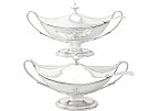 Sterling Silver Sauce Tureens with Ladles - Adams Style - Antique George III