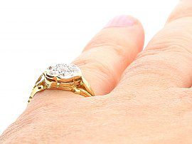 18 ct Yellow Gold Cluster Ring Wearing Finger