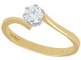 0.37 ct Diamond and 18 ct Yellow Gold Solitaire Twist Ring - Contemporary 1996