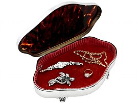 Sterling Silver and Tortoiseshell Jewellery Box with Jewellery 