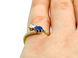 Sapphire Twist Engagement Ring Wearing