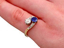 Sapphire Twist Engagement Ring Wearing Hand