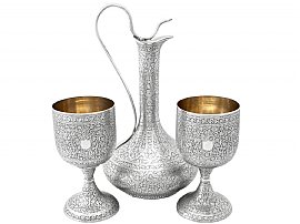 Silver Claret Jug and Goblet Set