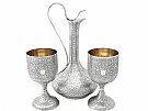 Indian Silver Claret Jug and Matching Goblets - Antique Circa 1880