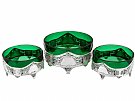German Silver and Green Glass Centrepiece Dishes - Art Nouveau Style - Antique Circa 1910