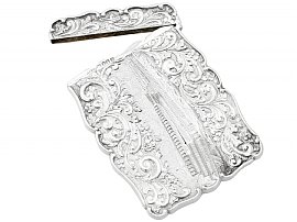 Victorian Sterling Silver Card Case Open