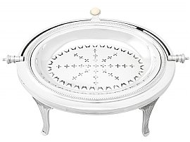 Silver Breakfast Dish with Revolving Lid Open 