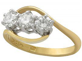 0.65ct Diamond and 18ct Yellow Gold Trilogy Ring - Contemporary 1997