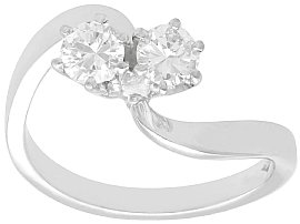 0.50ct Diamond and 18ct White Gold Twist Ring - Vintage Circa 1960