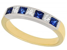 0.60ct Sapphire and 0.30ct Diamond, 18ct Yellow Gold Ring - Vintage 1950