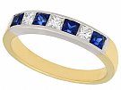 0.60ct Sapphire and 0.30ct Diamond, 18ct Yellow Gold Ring - Vintage 1950