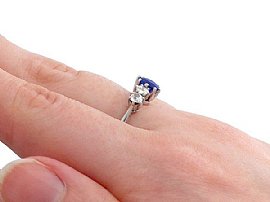 Sapphire and Diamond Ring in White Gold Wearing