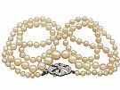 Single Strand Pearl Necklace with 0.25ct Diamond, 9ct White Gold Clasp - Antique & Vintage