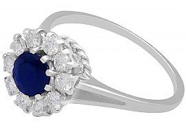 Blue Sapphire and Diamond Cluster Ring in White Gold