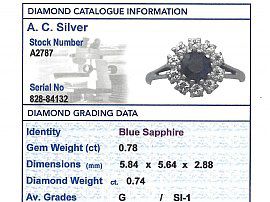 Blue Sapphire and Diamond Ring in White Gold Card