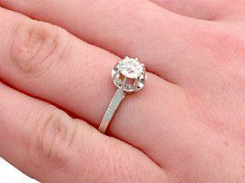 1920s platinum solitaire ring on hand