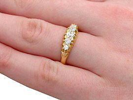 Antique Five Stone Diamond Ring Hand Wearing