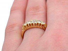 Antique Five Stone Diamond Ring Finger Wearing Finger