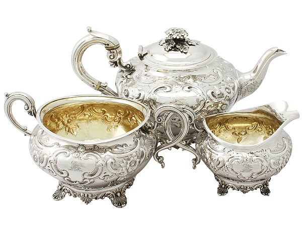 Sterling Silver Three Piece Tea Service - Antique George III (1802)