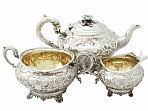 Sterling Silver Three Piece Tea Service - Antique George III (1802)