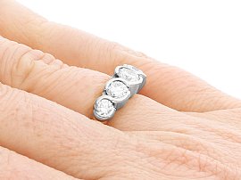 Five Stone Bezel Set Diamond Ring on Finger