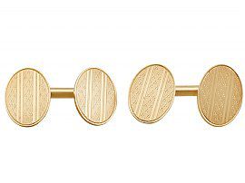 Oval Cufflinks in 9 ct Yellow Gold - Vintage Circa 1960