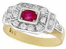 0.60 ct Ruby and 0.59 ct Diamond, 14 ct Yellow Gold Dress Ring - Antique Circa 1930