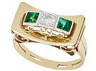 0.42ct Tourmaline and 0.25ct Diamond, 14ct Yellow Gold Ring - Art Deco Style - Vintage Circa 1950