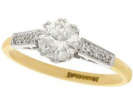0.69 ct Diamond, 18 ct Yellow Gold Solitaire Ring - Vintage Circa 1940