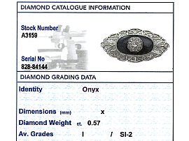 Onyx brooch with diamonds grading
