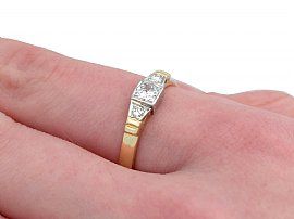 Gold and Diamond Ring Vintage Wearing Hand