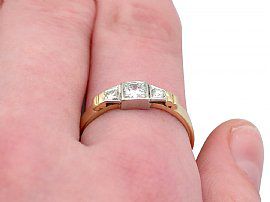 Gold and Diamond Ring Vintage Wearing Finger