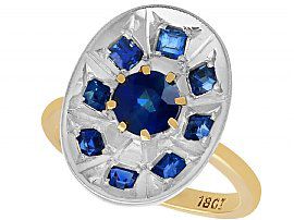 0.85ct Sapphire and 18ct Yellow Gold Dress Ring - Vintage Circa 1950