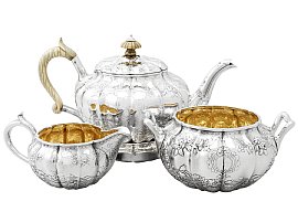 Sterling Silver Three Piece Tea Service with Matching Teapot Stand - Antique George IV
