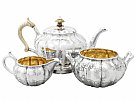 Sterling Silver Three Piece Tea Service with Matching Teapot Stand - Antique George IV