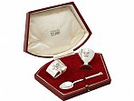 Sterling Silver Three Piece Christening Set by R.E.Stone - Art Deco Style - Antique George VI