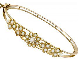 Antique Victorian Gold Bangle with Pearls