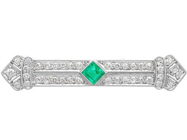Emerald and Diamond Bar Brooch