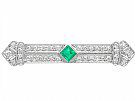 0.48 ct Emerald and 1.29 ct Diamond, Platinum Brooch - Art Deco - Antique Circa 1930