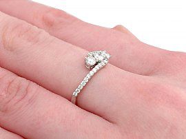 Vintage White Gold and Diamond Twist Ring Wearing Hand