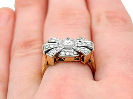 Vintage Diamond Cluster Cocktail Ring Wearing 
