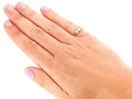 Round Brilliant Cut Diamond Trilogy Ring Wearing