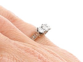 Round Brilliant Cut Diamond Trilogy Ring Wearing 