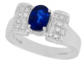 White gold sapphire ring with diamonds