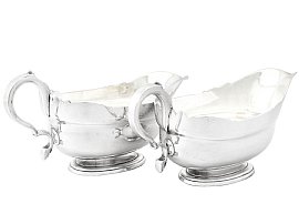 Newcastle Sterling Silver Sauceboats by Isaac Cookson - Antique George II