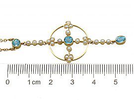 Aquamarine and Pearl Necklace Antique Ruler